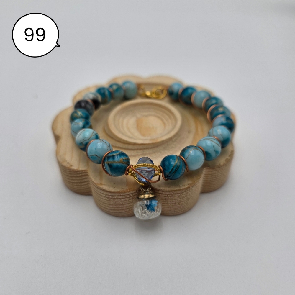 Handmade Wire-wrapped Elegant Blue Beaded Bracelet - Picture 2 of 4